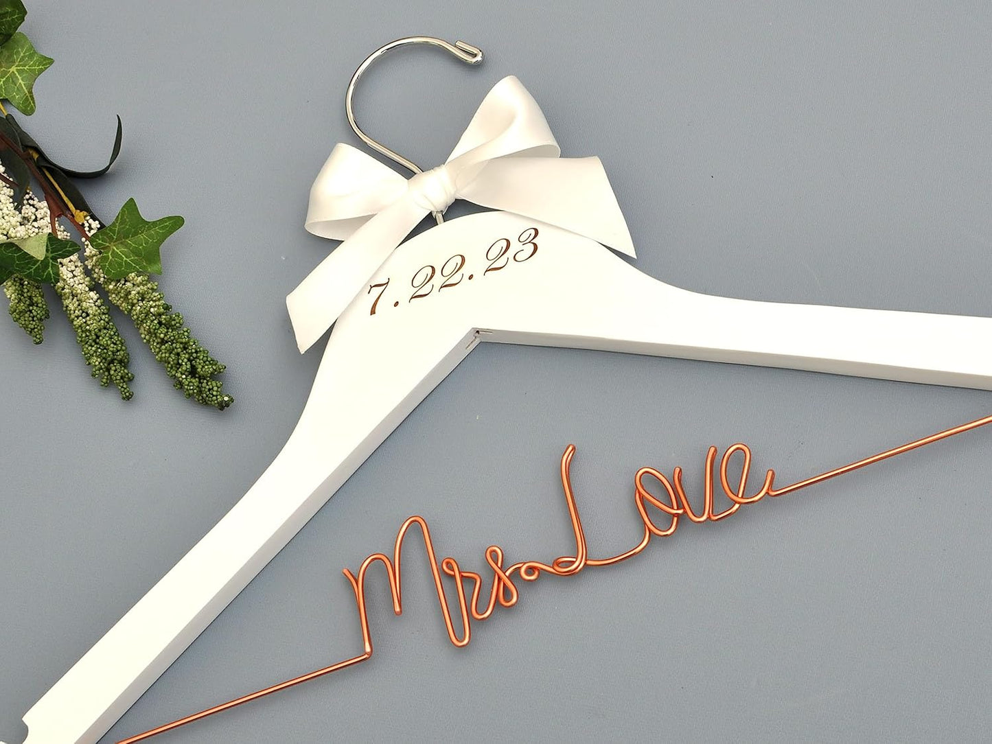 Custom White Bow Wedding Hanger