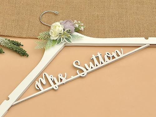 White wooden bridal hanger