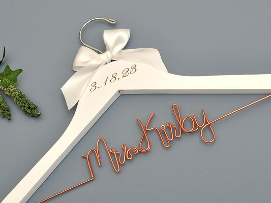 Custom White Bow Wedding Hanger
