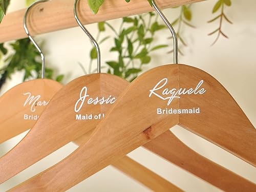 Bridesmaids Natural Wood Hanger - Laser Engraved Name