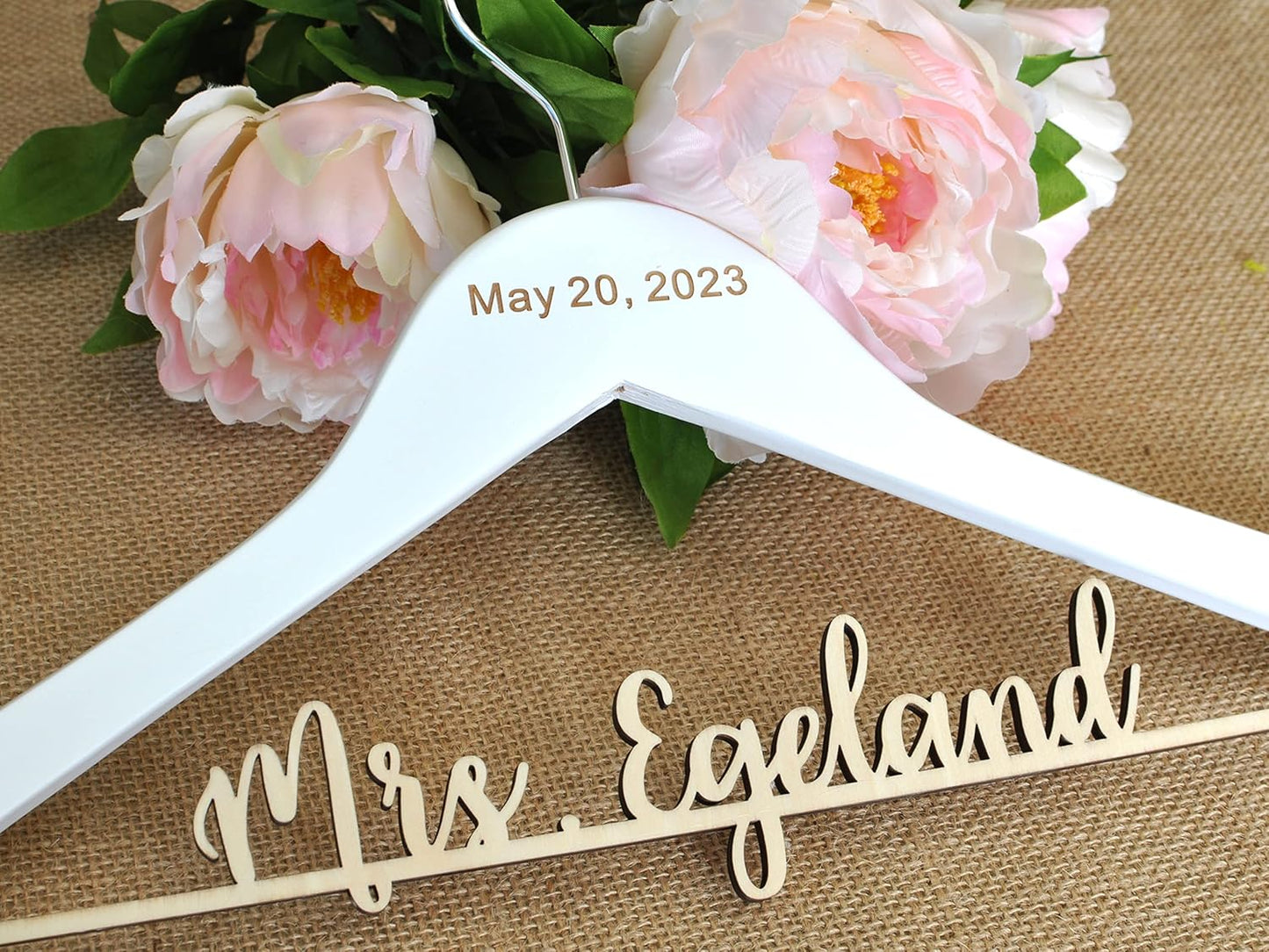 Personalized Wooden Bridal Hangers #3