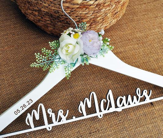 Personalized Wooden Bridal Hangers #4