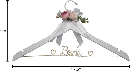 Wedding Dress Hanger - Bridal Wire Hanger Gift (White with Flowers)