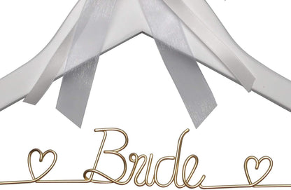 Wedding Dress Hanger - Bridal Wire Hanger Gift (White with Flowers)